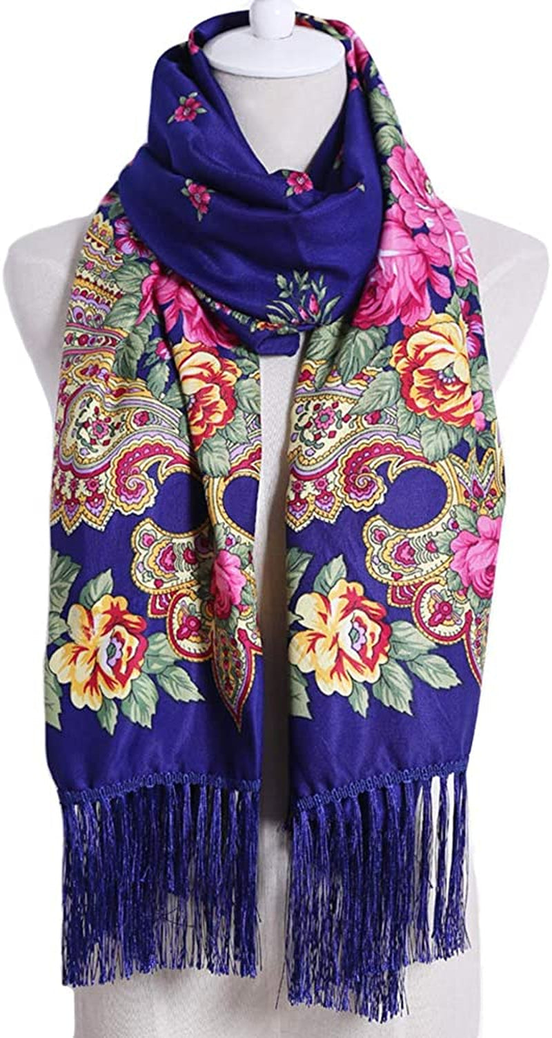 Traditional Tassel Exotic Wrap Printed Scarf for Women Warm Soft Large Long Rectangular Fashion Scarves