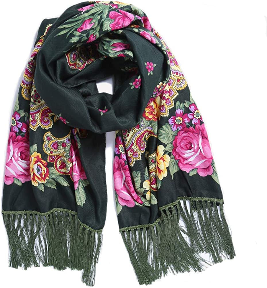 Traditional Tassel Exotic Wrap Printed Scarf for Women Warm Soft Large Long Rectangular Fashion Scarves