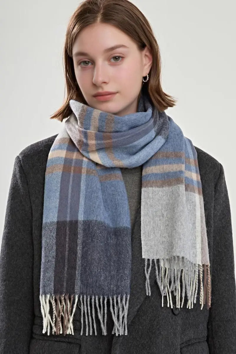 Classic Extra Long 100 Wool Plaid Scarf