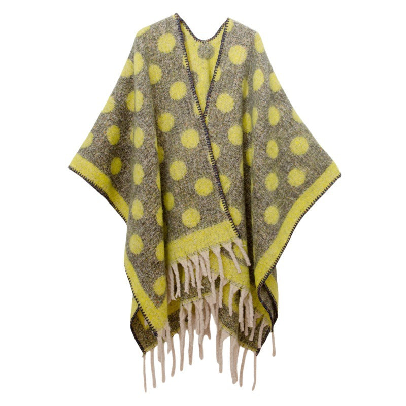 Fringed Jacquard Blanket Shawl Wrap Scarf