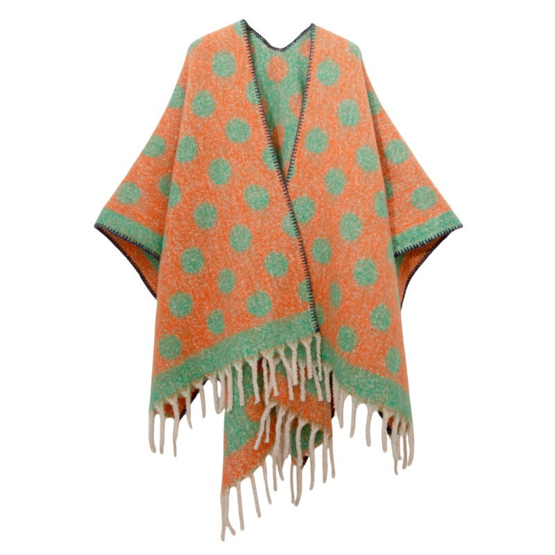 Fringed Jacquard Blanket Shawl Wrap Scarf