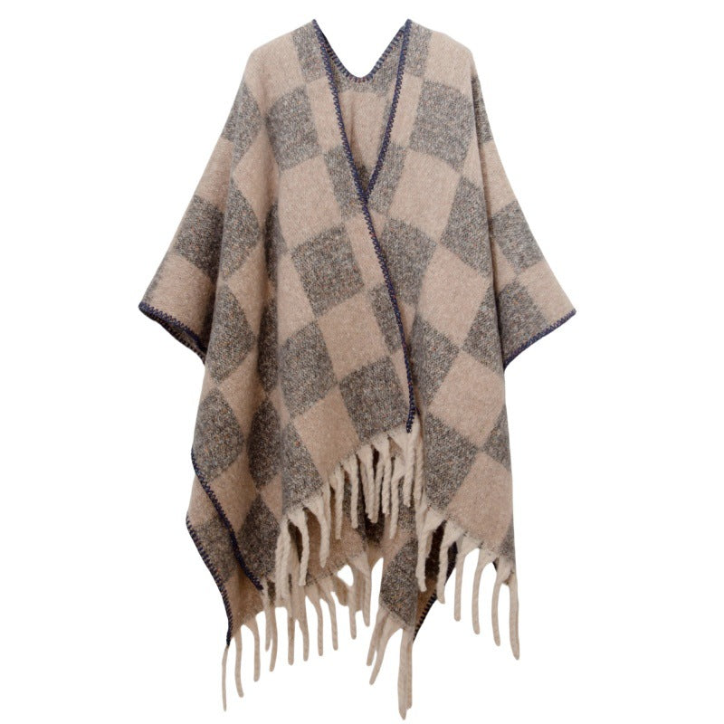 Fringed Jacquard Blanket Shawl Wrap Scarf