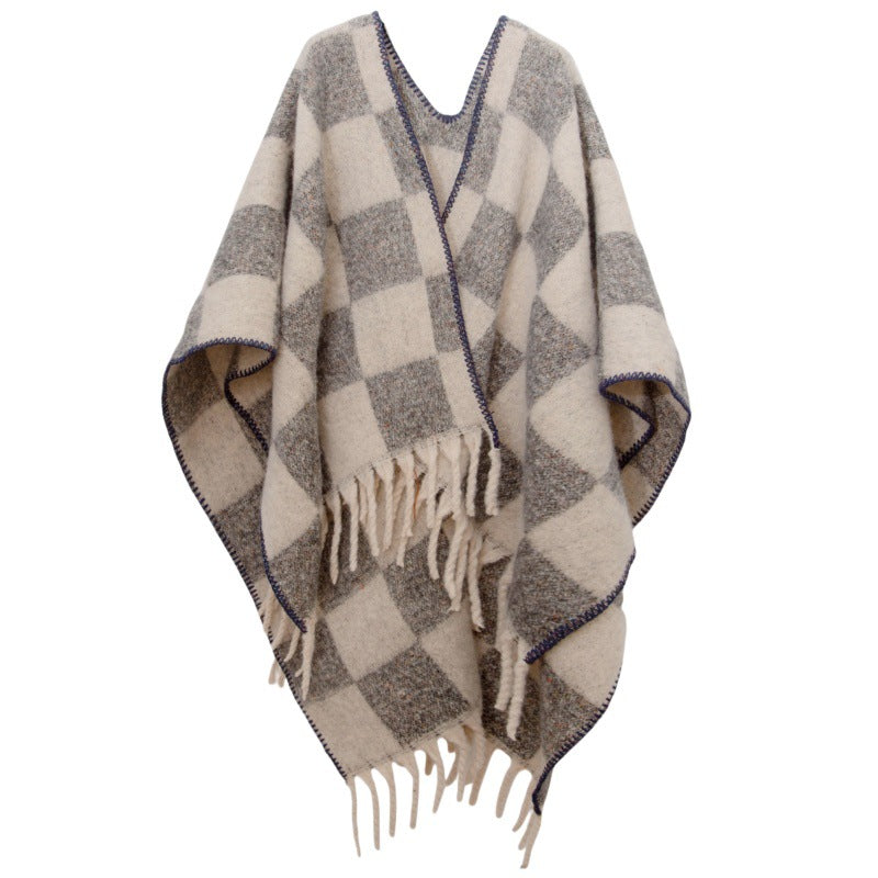 Fringed Jacquard Blanket Shawl Wrap Scarf