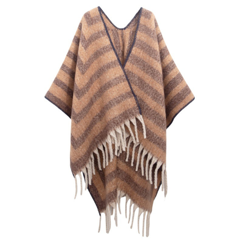 Fringed Jacquard Blanket Shawl Wrap Scarf