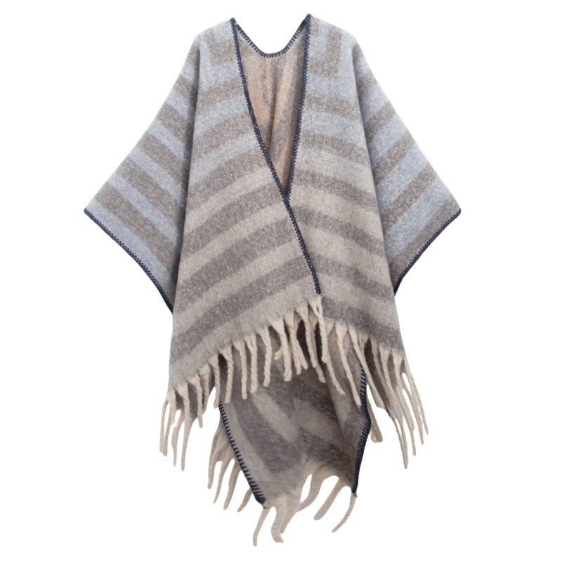 Fringed Jacquard Blanket Shawl Wrap Scarf