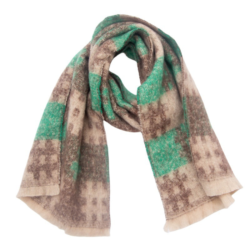 Brushed Grid Check Oversized Blanket Scarf