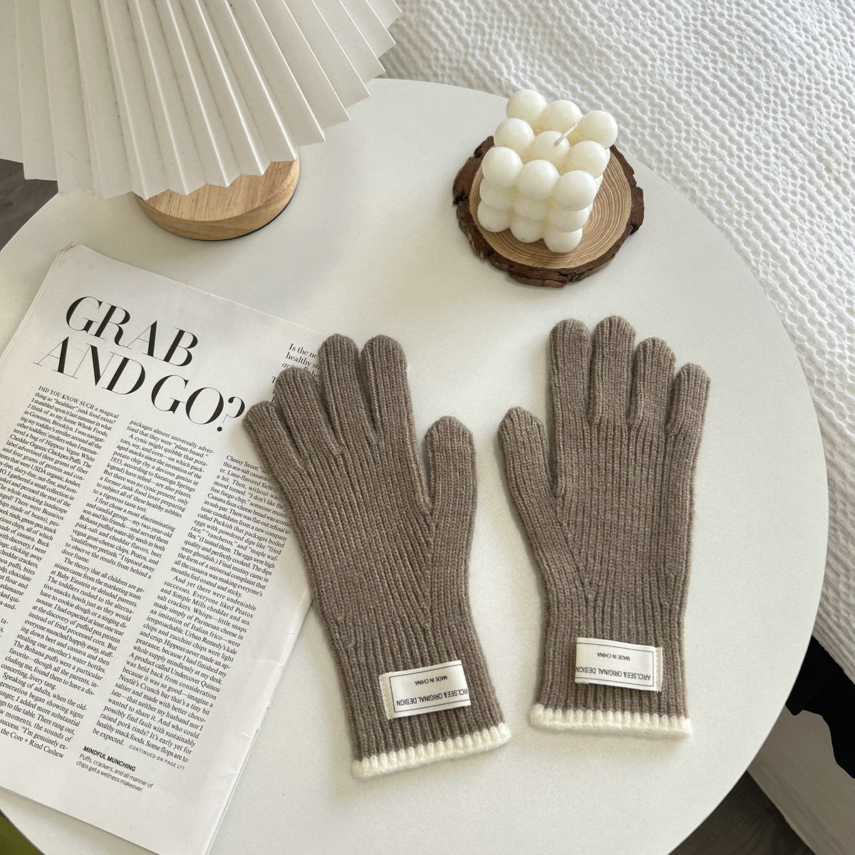 Simple Color Contrast Touch Screen Knit Gloves 6W6GLO51