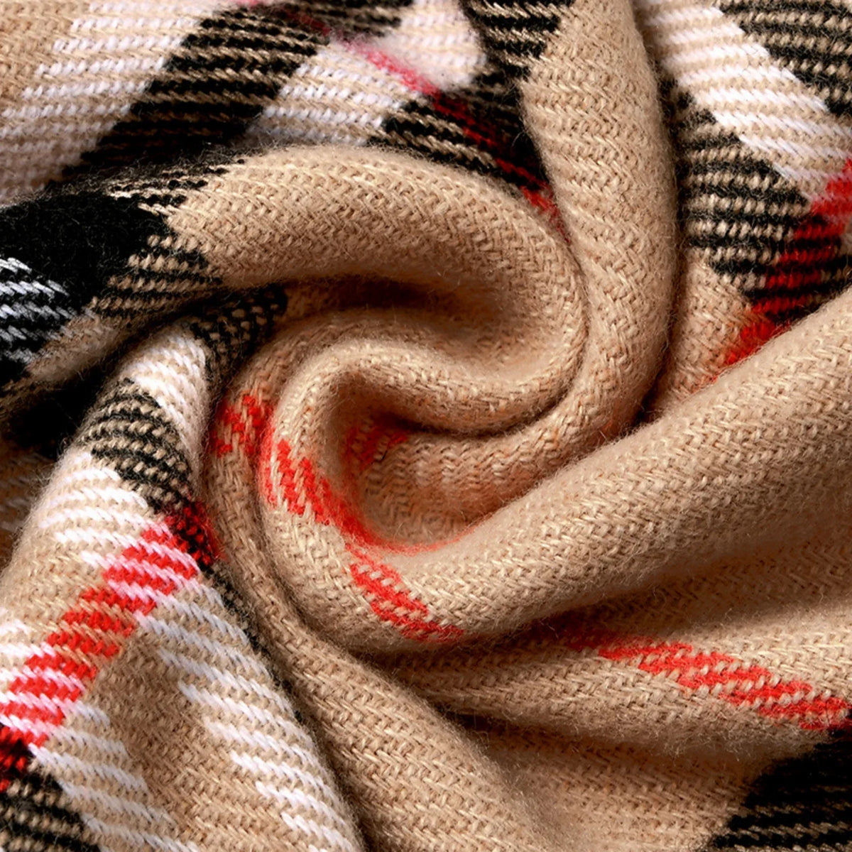 Women's Plaid Scarf – Soft Warm Checked Tassel Shawl Wrap