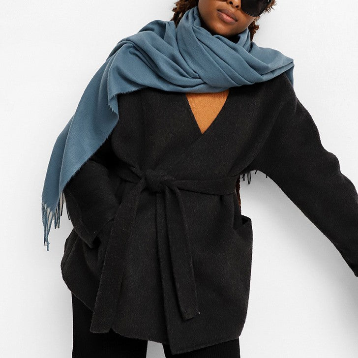 Oversized Brushed Tassel Blanket Scarf Wrap