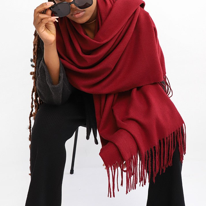 Oversized Brushed Tassel Blanket Scarf Wrap