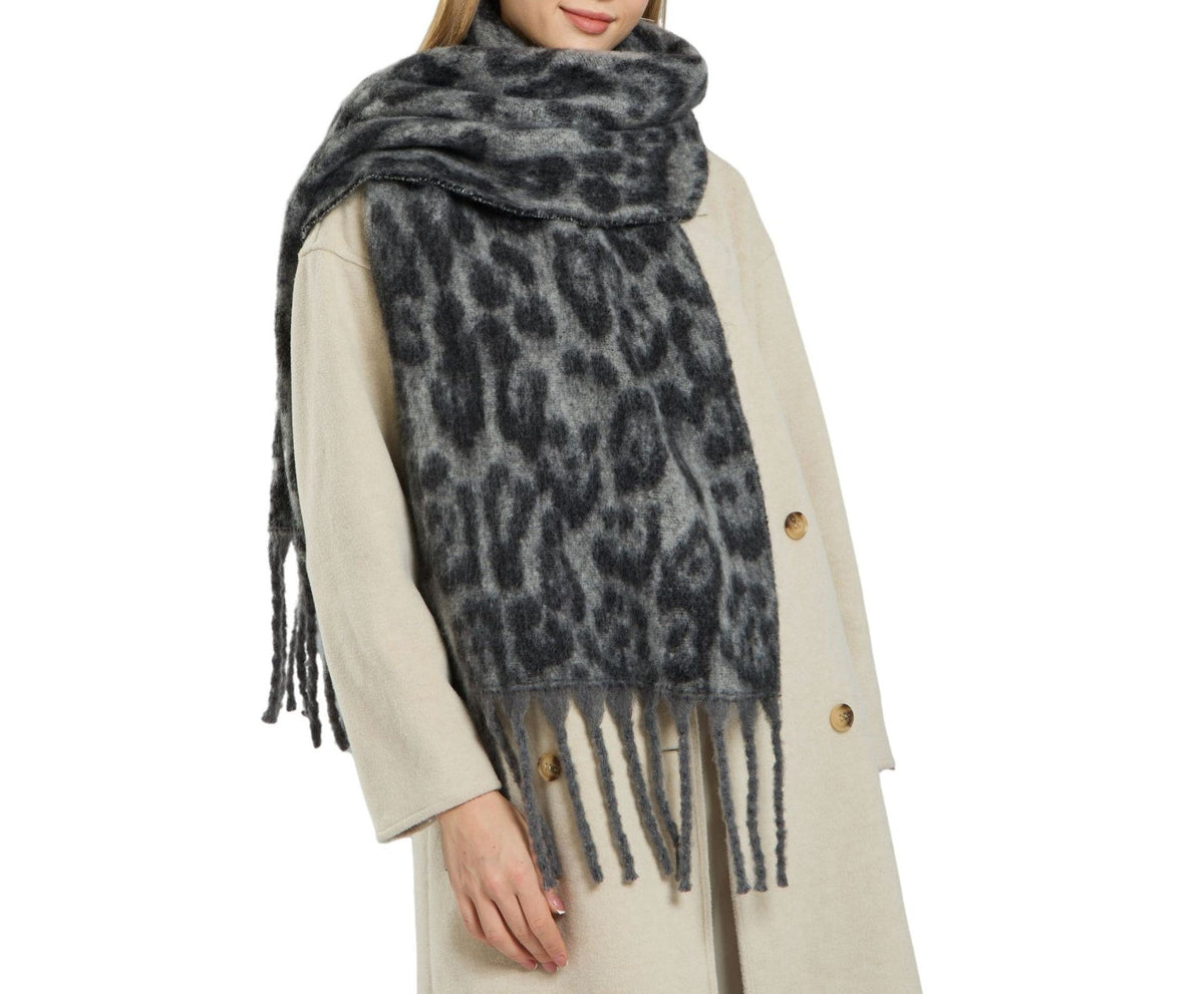 Brushed Animal Print Oversized Blanket Scarf