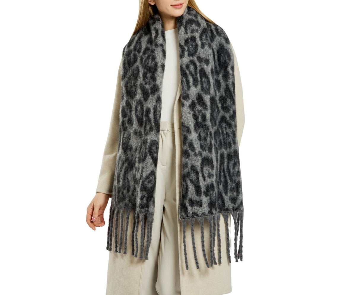 Brushed Animal Print Oversized Blanket Scarf